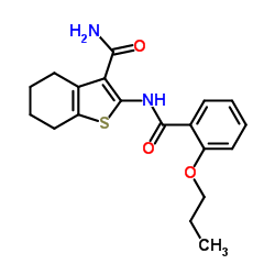 2-[(2-Propoxybenzoyl)amino]-4,5,6,7-tetrahydro-1-benzothiophene-3-carboxamide结构式