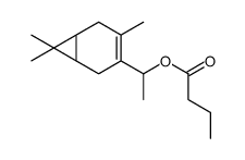 1-(3,7,7-trimethyl-4-bicyclo[4.1.0]hept-3-enyl)ethyl butanoate Structure