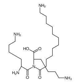 (2S)-6-amino-2-[12-aminododecanoyl-[(2S)-2,6-diaminohexanoyl]amino]hexanoic acid结构式