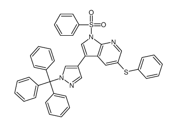1-(benzenesulfonyl)-5-phenylsulfanyl-3-(1-tritylpyrazol-4-yl)pyrrolo[2,3-b]pyridine结构式