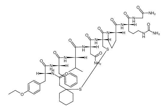 vasopressin, beta-mercapto beta,beta-cyclopentamethylenepropionic acid(1)-O-ethyl-Tyr(2)-Val(4)-Cit(8)-结构式