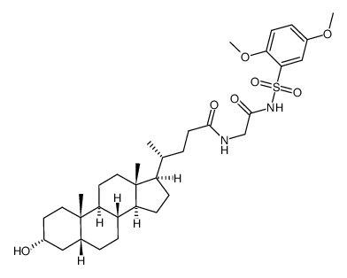 (R)-4-((3R,5R,8R,9S,10S,13R,14S,17R)-3-hydroxy-10,13-dimethyl-hexadecahydro-cyclopenta[a]phenanthren-17-yl)-pentanoic acid [2-(2,5-dimethoxy-benzenesulfonylamino)-2-oxo-ethyl]-amide结构式