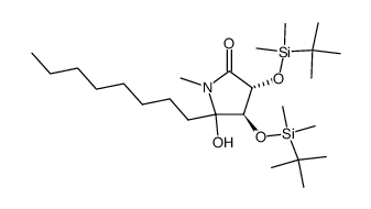 (3S,4S)-3,4-Bis-(tert-butyl-dimethyl-silanyloxy)-5-hydroxy-1-methyl-5-octyl-pyrrolidin-2-one结构式