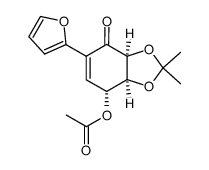 (-)-7-Acetoxy-5-(2-furyl)-3aα,4,7α,7aα-tetrahydro-2,2-dimethyl-1,3-benzodioxol-4-one Structure