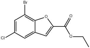 Ethyl 7-bromo-5-chloro-1-benzofuran-2-carboxylate结构式