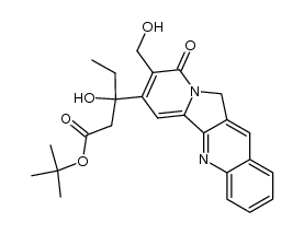 tert-butyl 3-hydroxy-3-(3-hydroxymethyl-4-oxo-4,6-dihydroindolixino[1,2-b]quinolin-2-yl)pentanoate Structure