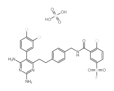 4-chloro-3-[[4-[2-[2,6-diamino-5-(3,4-dichlorophenyl)pyrimidin-4-yl]ethyl]phenyl]methylcarbamoyl]benzenesulfonyl fluoride; sulfuric acid结构式