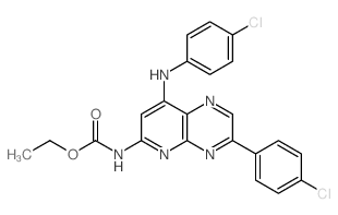 ethyl N-[3-(4-chlorophenyl)-7-[(4-chlorophenyl)amino]-2,5,10-triazabicyclo[4.4.0]deca-1,3,5,7,9-pentaen-9-yl]carbamate structure