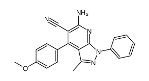 6-氨基-4-(4-甲氧基苯基)-3-甲基-1-苯基-1H-吡唑并[3,4-b]吡啶-5-甲腈结构式