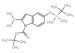 2-Borono-5-[[(1,1-dimethylethyl)dimethylsilyl]oxy]-1H-indole-1-carboxylic acid 1-(1,1-dimethylethyl) ester Structure