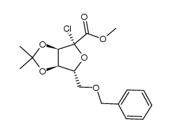 methyl 2,5-anhydro-6-O-benzyl-2-chloro-2-deoxy-3,4-O-isopropylidene-β-D-ribo-hexofuranosonate结构式