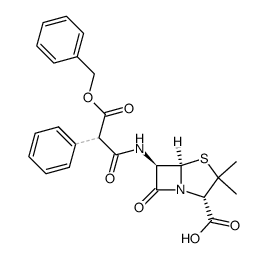 6-[[(benzyloxy)-1,3-dioxo-2-phenylpropyl]amino]-3,3-dimethyl-7-oxo-4-thia-1-azabicyclo[3.2.0]heptane-2-carboxylic acid structure