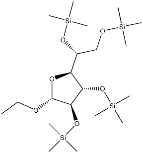 Ethyl 2,3,5,6-tetrakis-O-(trimethylsilyl)hexofuranoside结构式