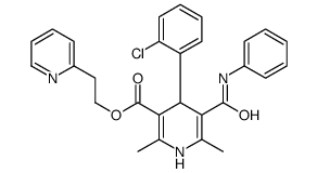 2-pyridin-2-ylethyl 4-(2-chlorophenyl)-2,6-dimethyl-5-(phenylcarbamoyl)-1,4-dihydropyridine-3-carboxylate结构式