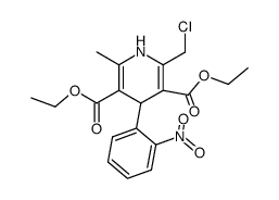 2-chloromethyl-3,5-dicarboethoxy-6-methyl-4-(2-nitrophenyl)-1,4-dihydropyridine结构式