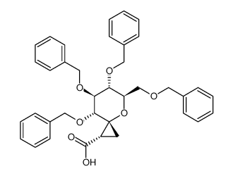 (1R,2'S)-2,3,4,6-tetra-O-benzylspiro[1,5-anhydro-D-glucitol-1,1'-cyclopropane]-2'-carboxylic acid结构式