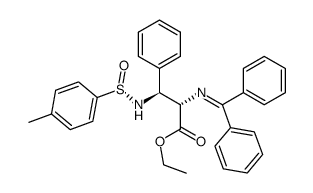 (SS,2S,3S)-(+)-ethyl 2-N-(diphenylmethylideneamino)-3-N-(p-toluenesulfinyl)amino-3-phenylpropanoate Structure