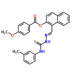 1-[(E)-{[(3-Methylphenyl)carbamothioyl]hydrazono}methyl]-2-naphthyl 4-methoxybenzoate结构式