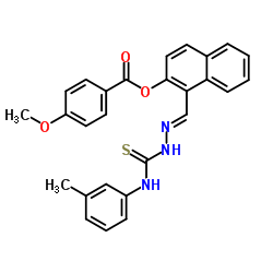 1-[(E)-{[(3-Methylphenyl)carbamothioyl]hydrazono}methyl]-2-naphthyl 4-methoxybenzoate Structure