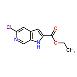 5-氯-1H-吡咯并[2,3-C]吡啶-2-甲酸乙酯结构式