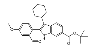 tert-butyl 3-cyclohexyl-2-(2-formyl-4-methoxyphenyl)-1H-indole-6-carboxylate结构式