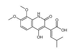 (Z)-2-(4-hydroxy-7,8-dimethoxy-2-oxo-1,2-dihydroquinolin-3-yl)-4-methylpent-2-enoic acid结构式