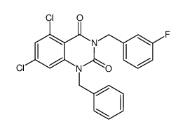 1-benzyl-5,7-dichloro-3-(3-fluoro-benzyl)-1H-quinazoline-2,4-dione结构式