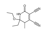 6-ethoxy-6-ethyl-5-methyl-2-oxo-1,2,5,6-tetrahydro-pyridine-3,4-dicarbonitrile Structure