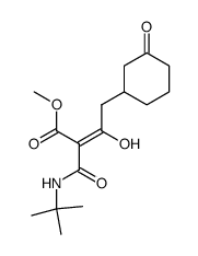 (E)-2-tert-Butylcarbamoyl-3-hydroxy-4-(3-oxo-cyclohexyl)-but-2-enoic acid methyl ester结构式