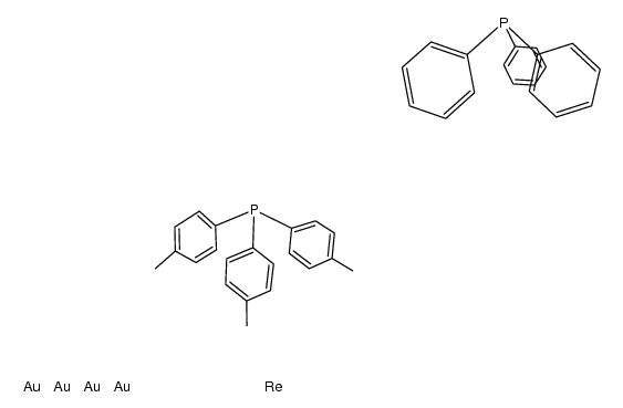 (Au4Re(H)4(P(p-C7H7)3)2(PPh3)4)(1+) Structure
