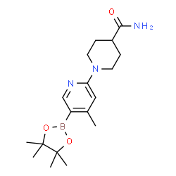 1-(4-Methyl-5-(4,4,5,5-tetramethyl-1,3,2-dioxaborolan-2-yl)pyridin-2-yl)piperidine-4-carboxamide structure