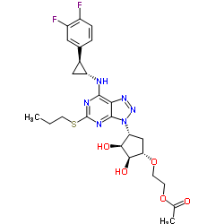 2-(((1S,2S,3S,4R)-4-(7-(((1R,2S)-2-(3,4-二氟苯基)环丙基)氨基)-5-(丙硫基)-3H-[1,2,3]三唑并[4,5-d]嘧啶-3-基)-2,3-二羟基环戊基)氧基)乙酸乙酯结构式