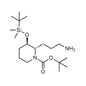 tert-Butyl (2S,3R)-2-(3-aminopropyl)-3-[tert-Butyl(dimethyl)silyl]oxy-piperidine-1-carboxylate Structure