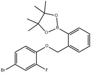 2-(2-((4-bromo-2-fluorophenoxy)methyl)phenyl)-4,4,5,5-tetramethyl-1,3,2-dioxaborolane Structure
