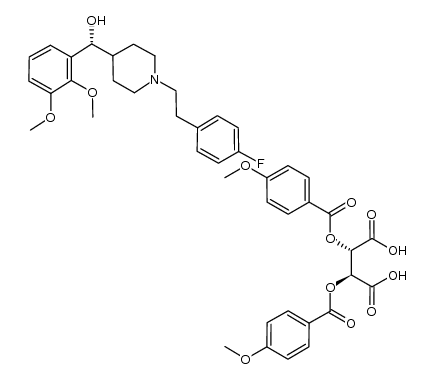 (R)-α-(2,3-dimethoxyphenyl)-1-[2-(4-fluorophenyl)ethyl]-4-piperidinemethanol, (2S,3S)-(+)-di-(p-anisoyl)-tartaric acid salt结构式