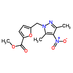 Methyl 5-[(3,5-dimethyl-4-nitro-1H-pyrazol-1-yl)methyl]-2-furoate结构式
