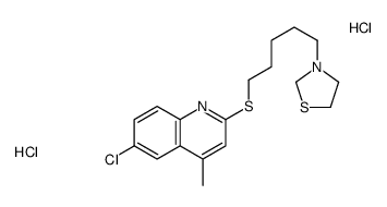 3-[5-(6-chloro-4-methylquinolin-2-yl)sulfanylpentyl]-1,3-thiazolidine,dihydrochloride Structure