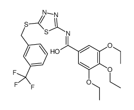 3,4,5-triethoxy-N-[5-[[3-(trifluoromethyl)phenyl]methylsulfanyl]-1,3,4-thiadiazol-2-yl]benzamide Structure