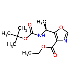 (S)-5-(1-((叔丁氧基羰基)氨基)乙基)噁唑-4-羧酸乙酯结构式