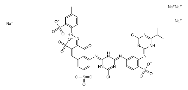 tetrasodium,(3Z)-5-[[4-chloro-6-[3-[(4-chloro-6-propan-2-yl-1,3,5-triazin-2-yl)amino]-4-sulfonatoanilino]-1,3,5-triazin-2-yl]amino]-3-[(4-methyl-2-sulfonatophenyl)hydrazinylidene]-4-oxonaphthalene-2,7-disulfonate结构式