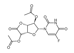 1-(5-Fluoro-1-uracilyl)-2,5-di-O-acetyl-β-D-glucofuranurono-6,3-lactone结构式