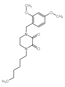 1-(2,4-Dimethoxybenzyl)-4-N-hexyl-2,3-dioxopiperazine structure