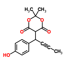 (+/-)-5-[1-(4-hydroxy-phenyl)-but-2-ynyl]-2,2-dimethyl-[1,3]dioxane-4,6-dione Structure