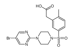 2-[5-[4-(5-bromopyrimidin-2-yl)piperazin-1-yl]sulfonyl-2-methylphenyl]acetic acid Structure