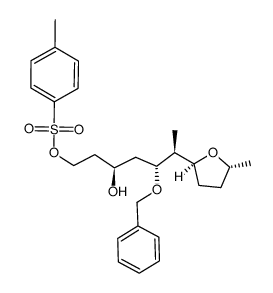 toluene-4-sulfonic acid 5-benzyloxy-3-hydroxy-6-(5-methyl-tetrahydro-furan-2-yl)-heptyl ester结构式