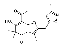 7-acetyl-3,5,5-trimethyl-2-(3-methyl-isoxazol-5-ylmethyl)-7H-benzofuran-4,6-dione Structure