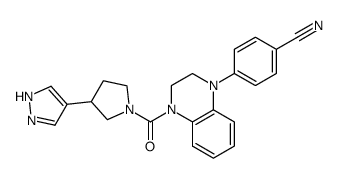 4-{4-[3-(1H-Pyrazol-4-yl)pyrrolidine-1-carbonyl]-3,4-dihydro-2H-quinoxalin-1-yl}benzonitrile Structure