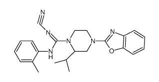 4-(1,3-benzoxazol-2-yl)-N'-cyano-2-isopropyl-N-(2-methylphenyl)piperazine-1-carboximidamide结构式