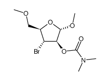 Methyl-3-brom-3-desoxy-2-O-dimethylcarbamoyl-5-O-methyl-α-D-arabinofuranosid结构式