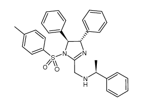 (1S)-N-(((4S,5S)-4,5-dihydro-4,5-diphenyl-1-tosyl-1H-imidazol-2-yl)methyl)-1-phenylethanamine Structure